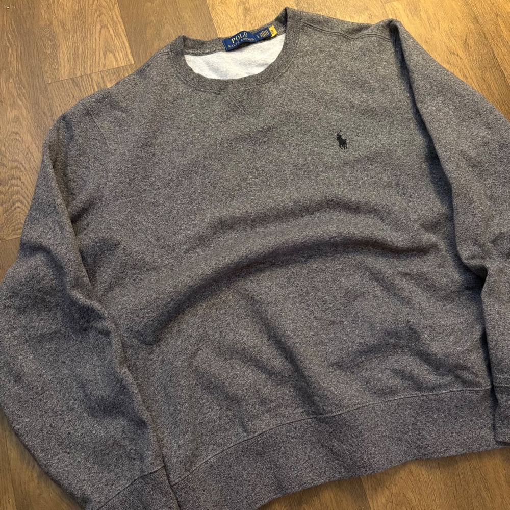 Polo Ralph Lauren Mens Preppy Small Pony Ash Gray Pullover Crewneck Sweatshirt